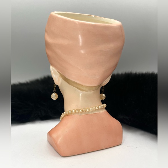 Vtg 1960 Napco Lady 6" Head Vase C4899B Pink Turbon Blonde Grace Kelly Image - Picture 6 of 13